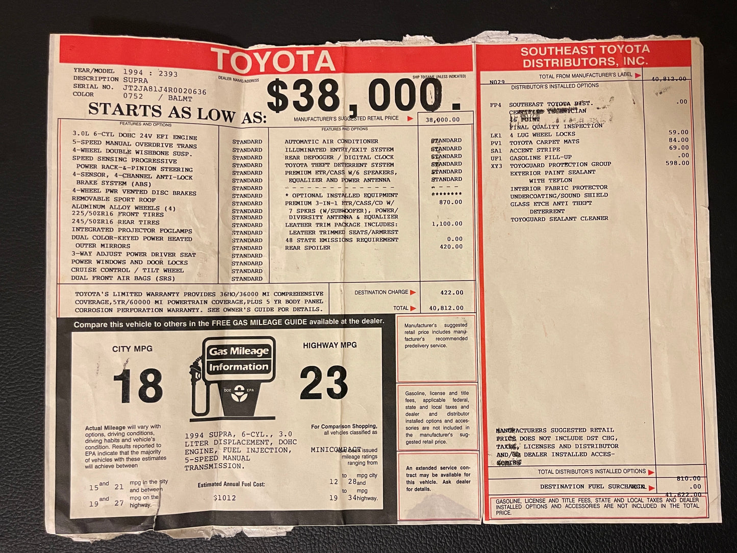 1994 Toyota Supra MKIV LHD Targa